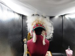Fantastic Feathered and Beaded Aboriginal Native Ceremonial Headdress 2" across Doll size No doll